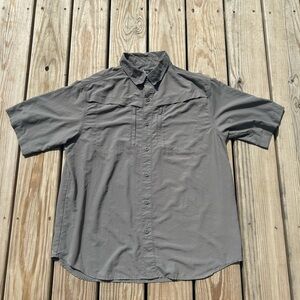 Habit Shirt Mens Large Gray Nylon Short Sleeve Button Up Breathable